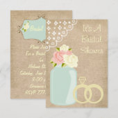 Land Rustige Burlap Lace Mason Jar Vrijgezellenfee Kaart (Voorkant / Achterkant)