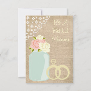 Land Rustige Burlap Lace Mason Jar Vrijgezellenfee Kaart
