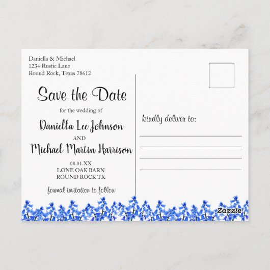 Land Rustige Floral Antlers BEWAREN DATUM Briefkaart (Achterkant)