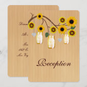Land Rustige Gele Mason Jars Reception Kaart (Voorkant / Achterkant)