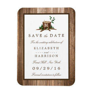 Land Rustige houtmonogram sparen de datum Magneet