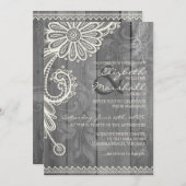 Land Rustige kant en houten bruiloft Uitnodiging (Voorkant / Achterkant)