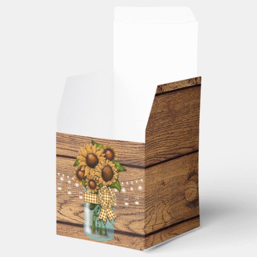 Land Rustige Mason Jar met zonnebloem Bedankdoosjes (Geopend)