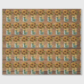 Land Rustige Mason Jar met zonnebloem Cadeaupapier (Vlak)