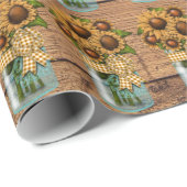 Land Rustige Mason Jar met zonnebloem Cadeaupapier (Rol Hoek)
