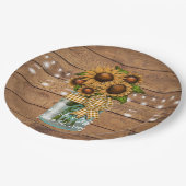 Land Rustige Mason Jar met zonnebloem Papieren Bordje (Gekanteld)