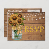 Land Rustige Mason Jar met zonnebloem Uitnodiging Briefkaart (Voorkant / Achterkant)