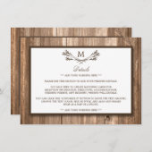 Land Rustige Monogram Branch & houdetail Card Informatiekaartje (Voorkant / Achterkant)