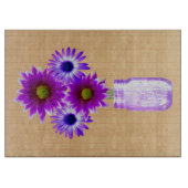 Land Rustige Paarse Mason Jar Cutting Board Snijplank (Voorkant)