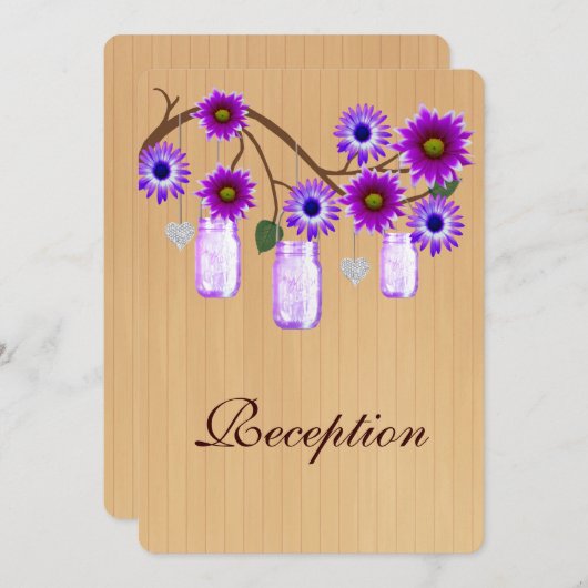 Land Rustige Paarse Mason Jars Ontvangt Kaart (Voorkant / Achterkant)