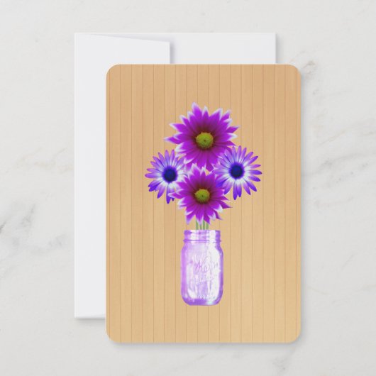 Land Rustige Paarse Mason Jars Table Place Card Kaart (Achterkant)