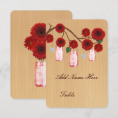 Land Rustige Red Mason Jars Table Place Card Kaart (Voorkant / Achterkant)