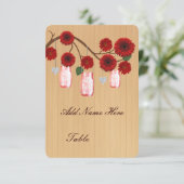 Land Rustige Red Mason Jars Table Place Card Kaart (Staand voorkant)