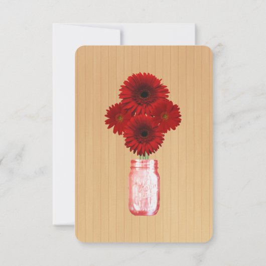 Land Rustige Red Mason Jars Table Place Card Kaart (Achterkant)