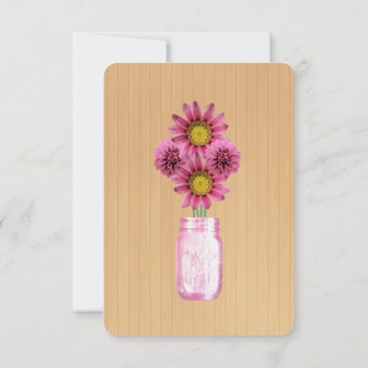 Land Rustige roze Mason Jars Table Place Card Kaart (Achterkant)