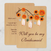 Land Rustige Sinaasappel Mason Jars Bridesmaid Kaa Kaart (Voorkant / Achterkant)