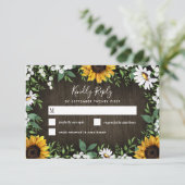 Land Rustige Sunflower Daisy Wedding RSVP-kaarten RSVP Kaartje (Staand voorkant)