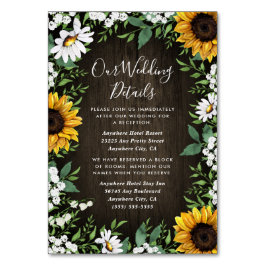 Land Rustige Sunflower Wedding Insert-kaarten Kaart
