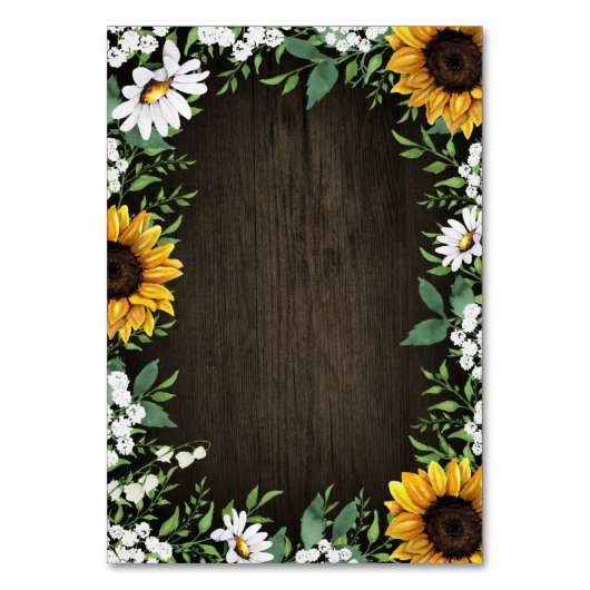 Land Rustige Sunflower Wedding Insert-kaarten Kaart (Achterkant)