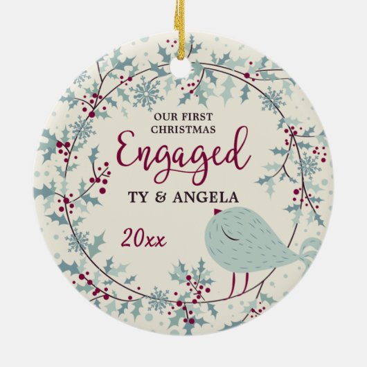 Land Rustige Vogel 1 Kerstmis Aangepast Keramisch Ornament (Achterkant)