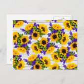 Land Rustige Witte Hout Paarse Gele Zonnebloem Briefkaart (Voorkant / Achterkant)