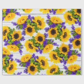 Land Rustige Witte Hout Paarse Gele Zonnebloem Cadeaupapier (Vlak)