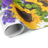 Land Rustige Witte Hout Paarse Gele Zonnebloem Cadeaupapier (Rol Hoek)