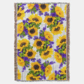 Land Rustige Witte Hout Paarse Gele Zonnebloem Deken (Voorkant Verticaal)