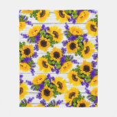 Land Rustige Witte Hout Paarse Gele Zonnebloem Fleece Deken (Voorkant)