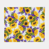 Land Rustige Witte Hout Paarse Gele Zonnebloem Fleece Deken (Voorkant (Horizontaal))