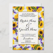 Land Rustige Witte Hout Paarse Gele Zonnebloem Kaart (Voorkant)