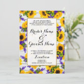 Land Rustige Witte Hout Paarse Gele Zonnebloem Kaart (Staand voorkant)