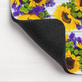 Land Rustige Witte Hout Paarse Gele Zonnebloem Muismat (Hoek)