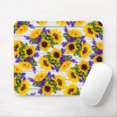 Land Rustige Witte Hout Paarse Gele Zonnebloem Muismat (Met muis)