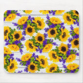 Land Rustige Witte Hout Paarse Gele Zonnebloem Muismat (Voorkant)