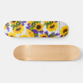 Land Rustige Witte Hout Paarse Gele Zonnebloem Persoonlijk Skateboard (Horizontaal)