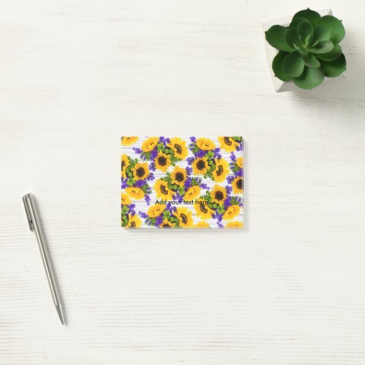 Land Rustige Witte Hout Paarse Gele Zonnebloem Post-it® Notes (Kantoor)