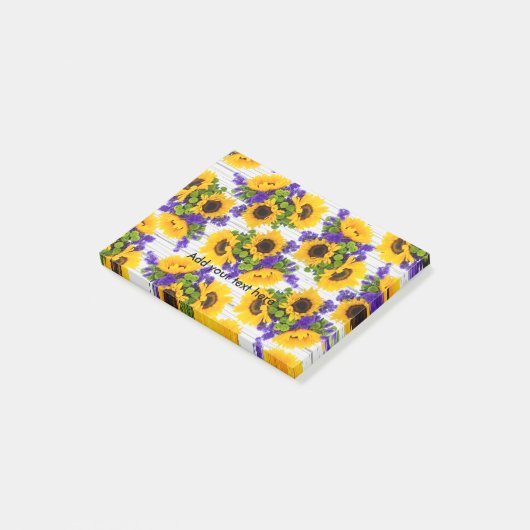 Land Rustige Witte Hout Paarse Gele Zonnebloem Post-it® Notes (Schuin)