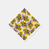 Land Rustige Witte Hout Paarse Gele Zonnebloem Servet (Hoek)