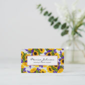 Land Rustige Witte Hout Paarse Gele Zonnebloem Visitekaartje (Staand voorkant)