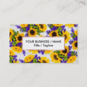 Land Rustige Witte Hout Paarse Gele Zonnebloem Visitekaartje (Voorkant)
