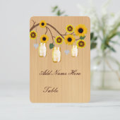 Land Rustige Yellow Mason Jars Table Place Card Kaart (Staand voorkant)