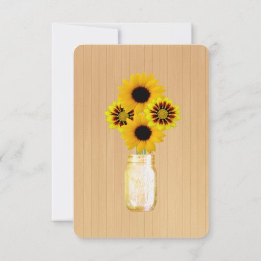 Land Rustige Yellow Mason Jars Table Place Card Kaart (Achterkant)