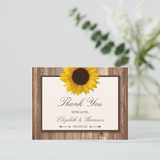 Land Rustige zonnebloem & bruinwoudhuwelijk Briefkaart (Staand voorkant)