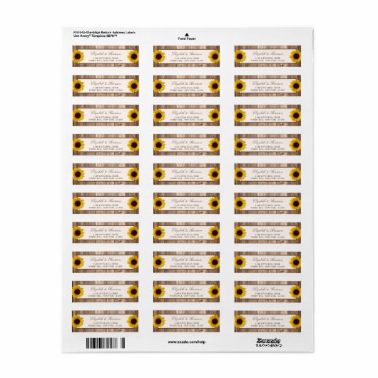 Land Rustige zonnebloem & bruinwoudhuwelijk Etiket (Full Sheet)