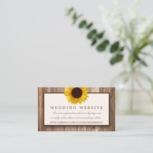 Land Rustige zonnebloem & bruinwoudhuwelijk Informatiekaartje (Staand voorkant)