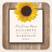 Land Rustige zonnebloem & bruinwoudhuwelijk Kartonnen Onderzetters (Voorkant)