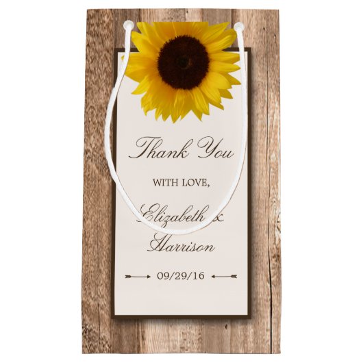 Land Rustige zonnebloem & bruinwoudhuwelijk Klein Cadeauzakje (Voorkant)