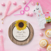 Land Rustige zonnebloem & bruinwoudhuwelijk Papieren Bordje (Feest)