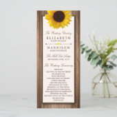 Land Rustige zonnebloem & bruinwoudhuwelijk Programmakaart (Staand voorkant)